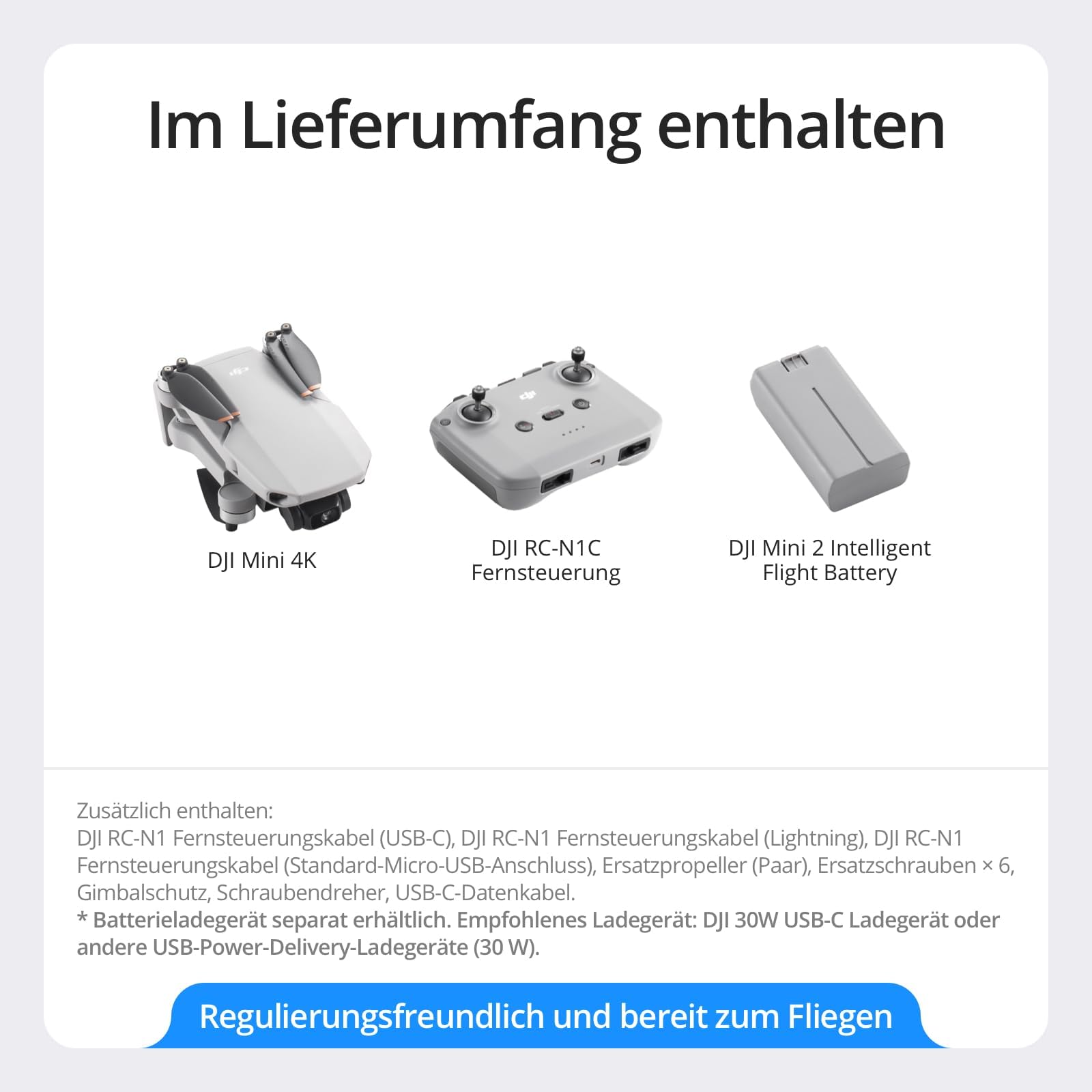DJI Mini 4K, Drohne mit 4K UHD Kamera, unter 249 g