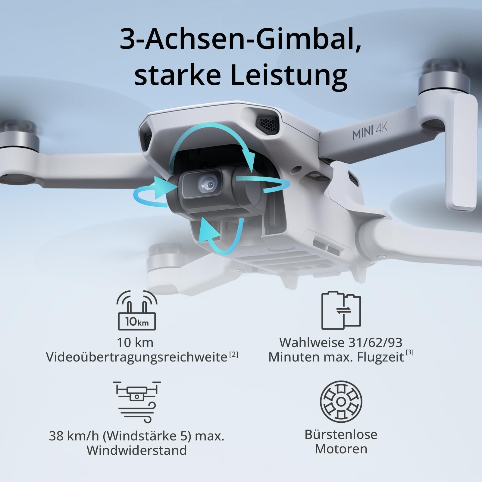 DJI Mini 4K, Drohne mit 4K UHD Kamera, unter 249 g