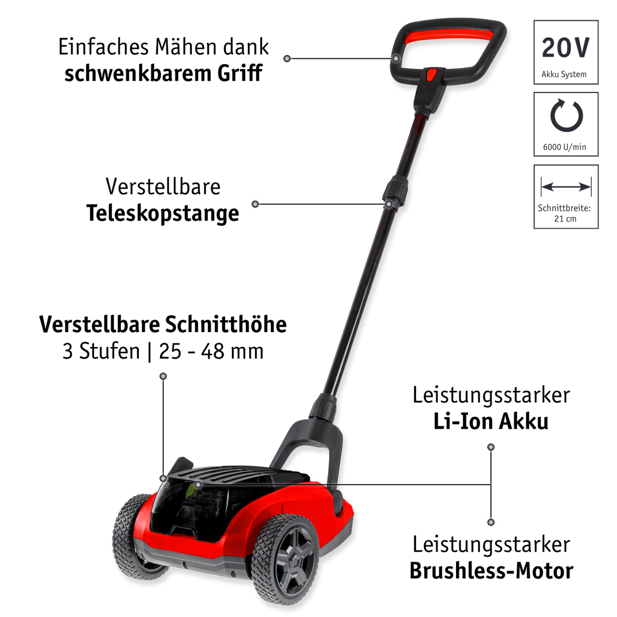 Handrasenmäher 20 V (bürstenloser Motor)
