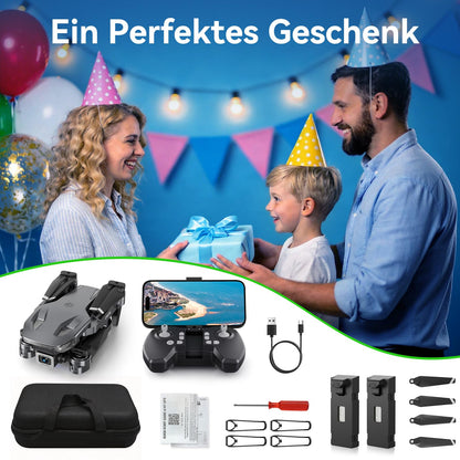 Drohne mit Kamera 1080p, faltbar, FPV Quadcopter – 2 Akkus