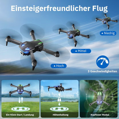 Drohne mit Kamera 1080p, faltbar, FPV Quadcopter – 2 Akkus