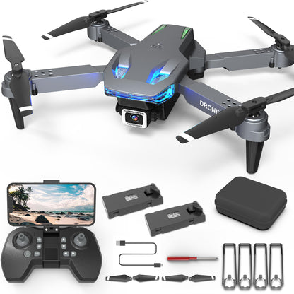 Drohne mit Kamera 1080p, faltbar, FPV Quadcopter – 2 Akkus