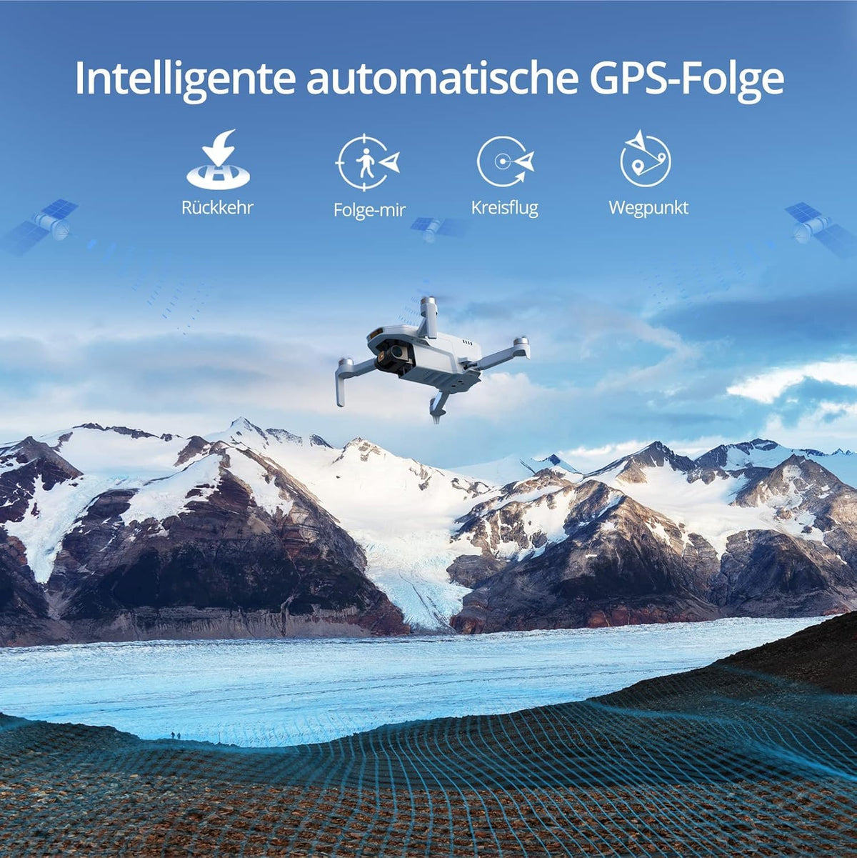 GPS Drohne mit 4K Kamera, 2 Akkus, 62 Min. Flugzeit – unter 249g