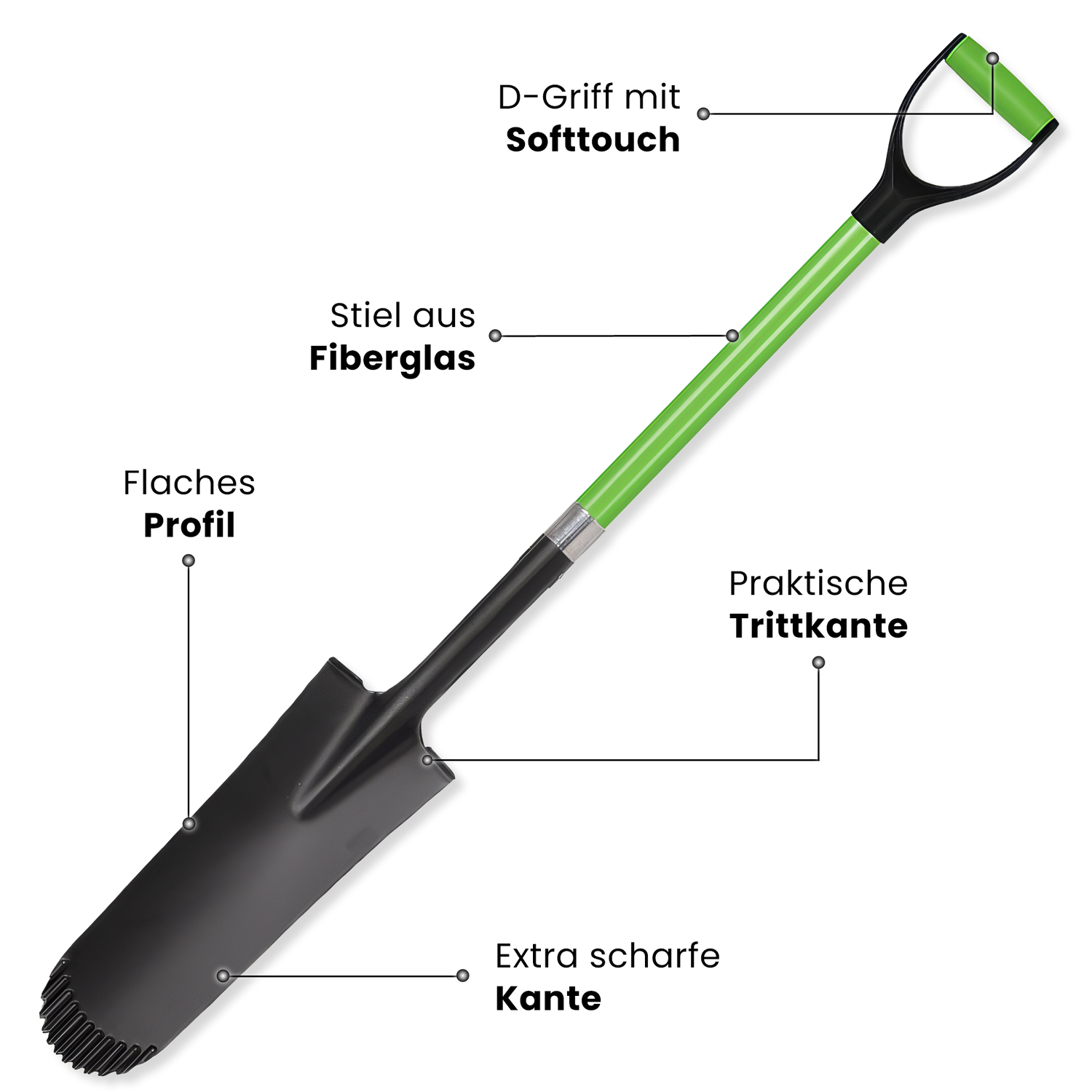 Drainagespaten mit Glasfaserstiel